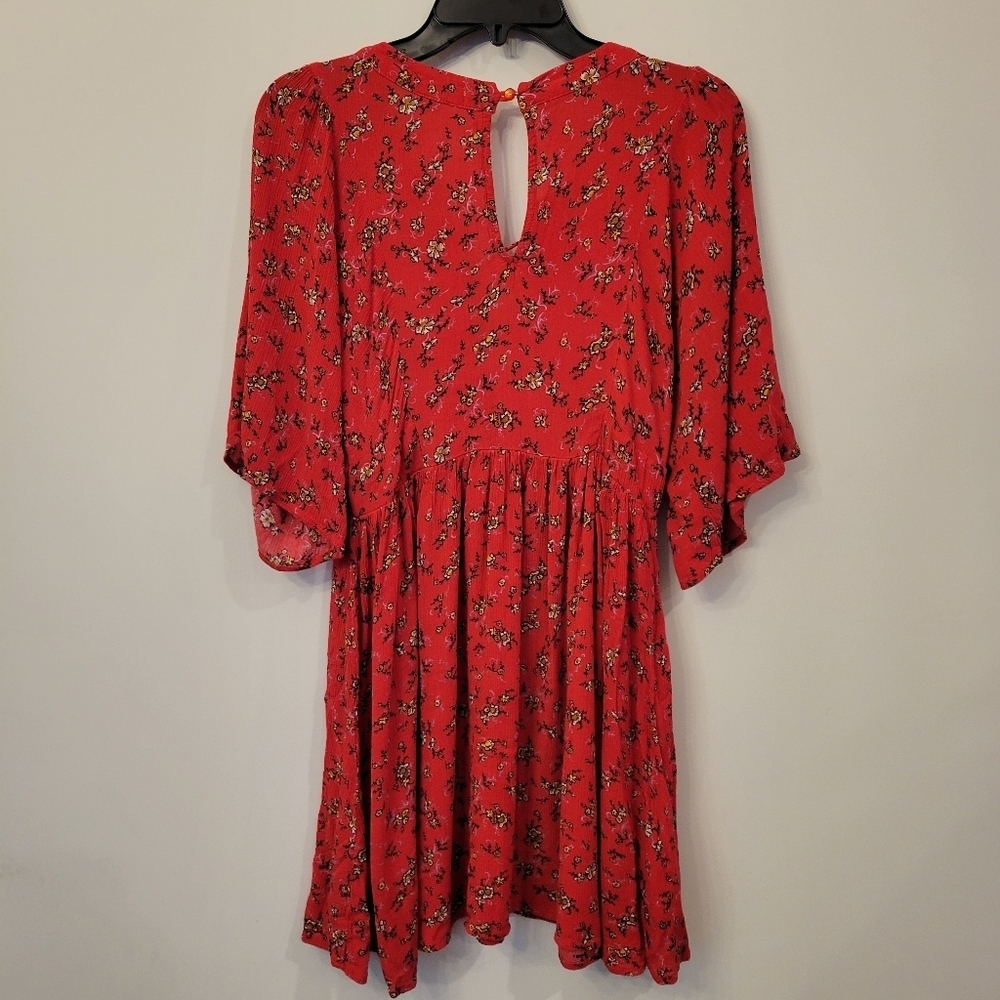 Wonderly Embroidered Floral Red Mini Dress Tunic Size XS - Picture 5 of 10